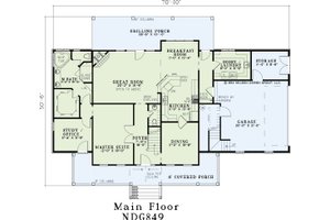 Floor Plan - Main Floor for Traditional House Plan #17-1179 - 4 bed, 2.5 bath