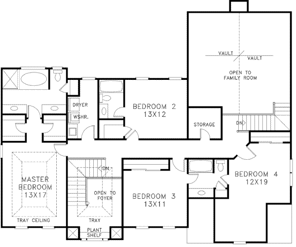 Architectural House Design - European Floor Plan - Upper Floor Plan #56-215