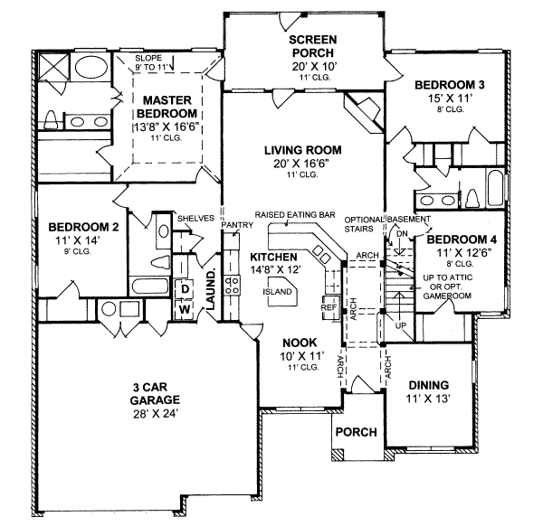 House Design - Traditional Floor Plan - Main Floor Plan #20-1365