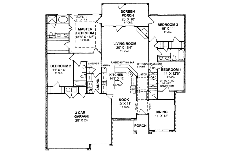 Dream House Plan - Floor Plan - Main Floor for Traditional House Plan #20-1365 - 4 bed, 3 bath