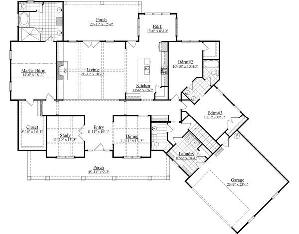 House Plan Design - Farmhouse Floor Plan - Main Floor Plan #1071-4