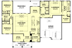 Floor Plan - Main Floor for Farmhouse House Plan #430-368 - 3 bed, 2.5 bath