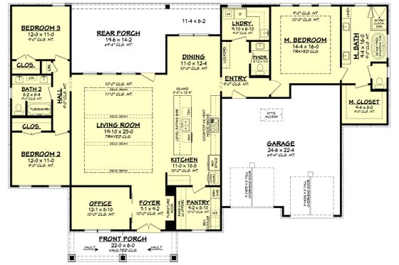 Floor Plan - Main Floor for Farmhouse House Plan #430-368 - 3 bed, 2.5 bath