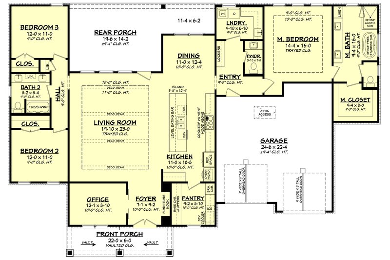 House Blueprint - Floor Plan - Main Floor for Farmhouse House Plan #430-368 - 3 bed, 2.5 bath