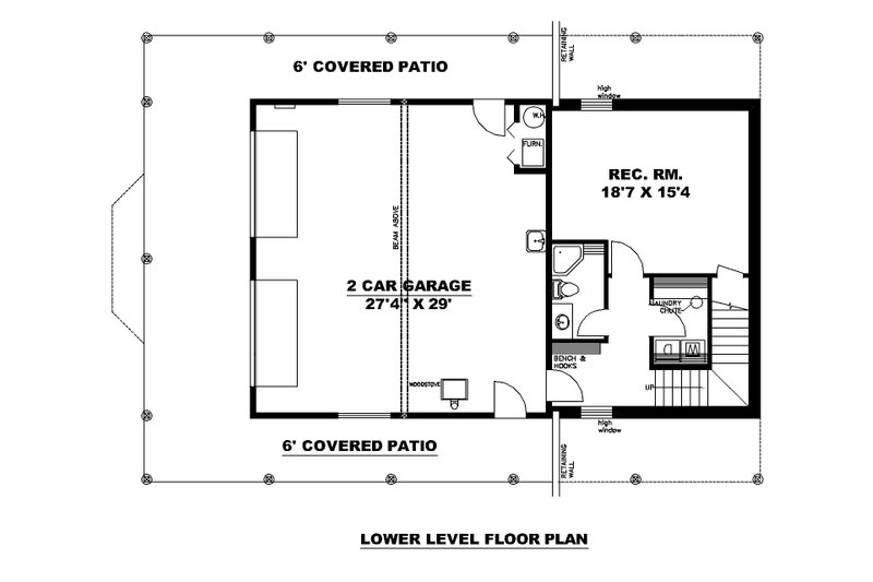 Dream House Plan - Floor Plan - Lower Floor for Craftsman House Plan #117-1021 - 2 bed, 3 bath