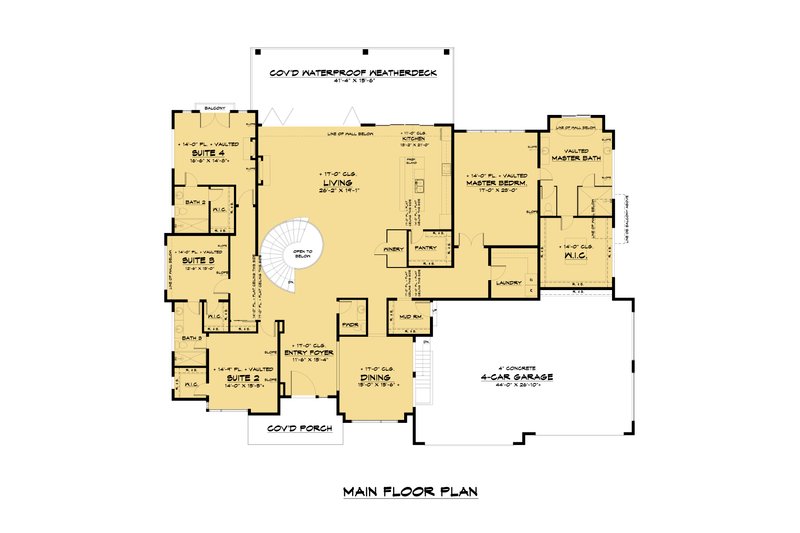 Home Plan - Floor Plan - Main Floor for Contemporary House Plan #1066-112 - 5 bed, 5 bath