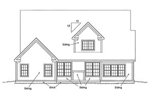 Exterior - Rear Elevation for Traditional House Plan #20-1356 - 4 bed, 2.5 bath