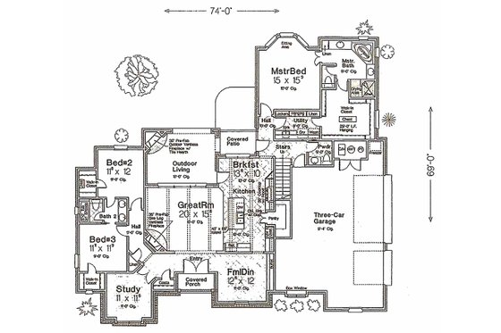 Floor Plan - Main Floor for European House Plan #310-968 - 3 bed, 2.5 bath