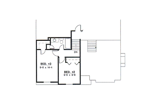 Floor Plan - Upper Floor for Traditional House Plan #67-631 - 3 bed, 2 bath