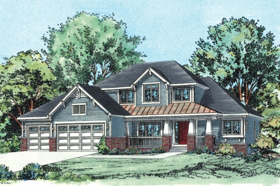 Exterior - Front Elevation 4 for Craftsman House Plan #20-1660 - 4 bed, 3 bath