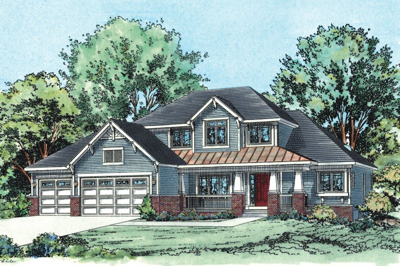 Architectural House Design - Exterior - Front Elevation 4 for Craftsman House Plan #20-1660 - 4 bed, 3 bath