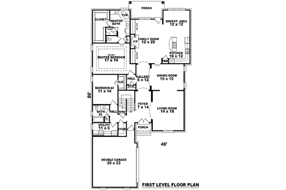 Floor Plan - Main Floor for European House Plan #81-1235 - 4 bed, 3 bath