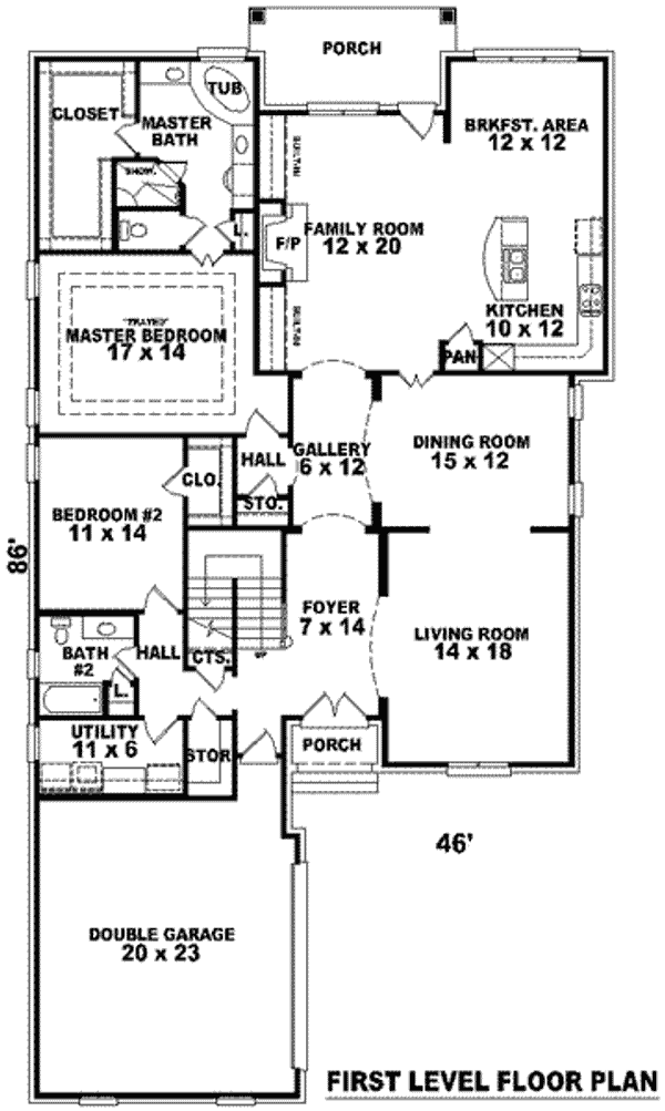 Floor Plan - Main Floor for European House Plan #81-1235 - 4 bed, 3 bath