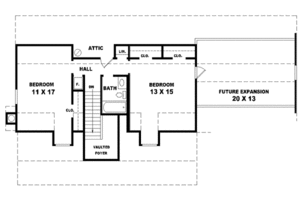 Floor Plan - Upper Floor for Southern House Plan #81-457 - 3 bed, 2.5 bath