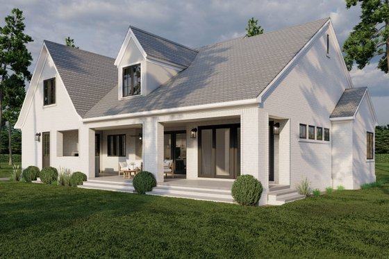 Exterior - Rear Elevation for European House Plan #923-338 - 4 bed, 4 bath