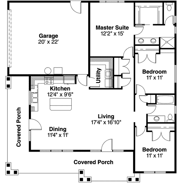 Architectural House Design - Prairie Floor Plan - Main Floor Plan #124-519