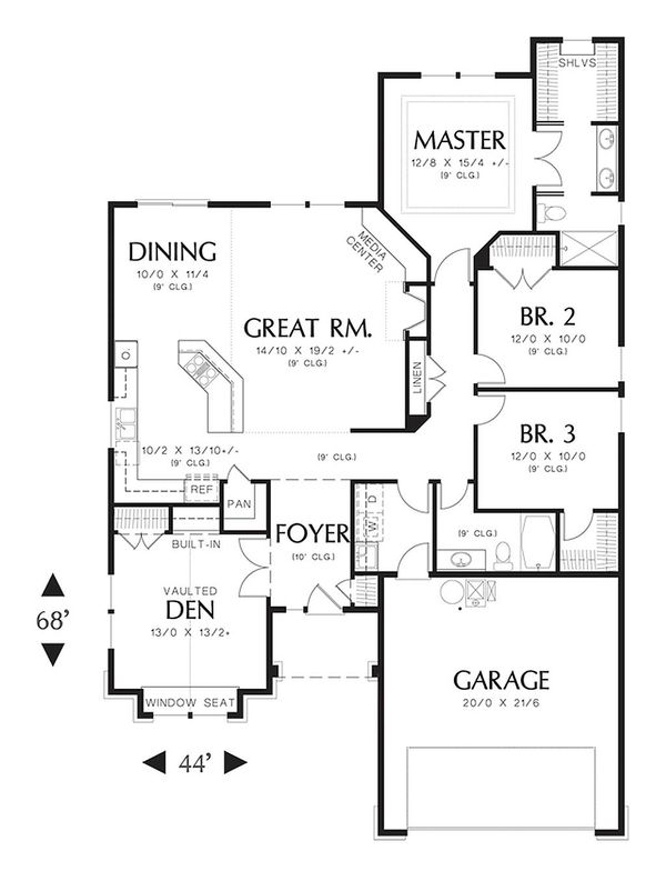 Craftsman Floor Plan - Main Floor Plan #48-404