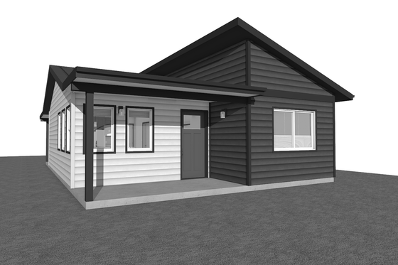 Exterior - Front Elevation 4 for Modern House Plan #1099-17 - 1 bed, 1 bath