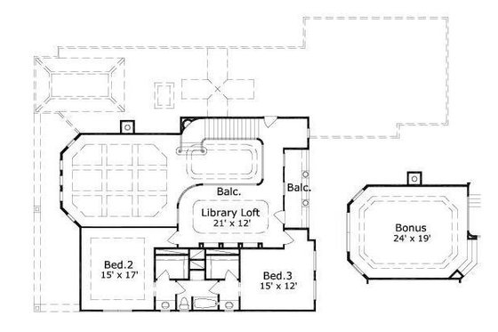 Floor Plan - Upper Floor for European House Plan #411-405 - 4 bed, 3 bath
