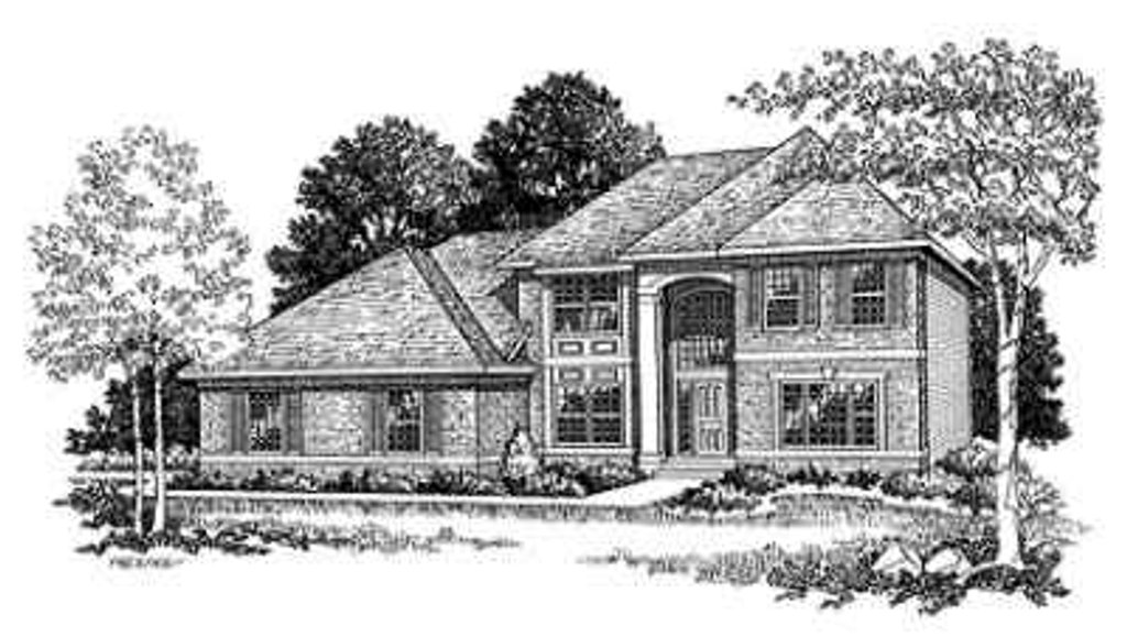 Exterior - Front Elevation 2 for Traditional House Plan #70-346 - 3 bed, 2.5 bath