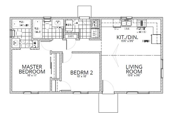 Floor Plan - Main Floor for Craftsman House Plan #112-169 - 2 bed, 2 bath