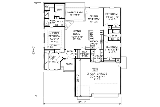 Floor Plan - Main Floor for Traditional House Plan #65-512 - 3 bed, 2 bath