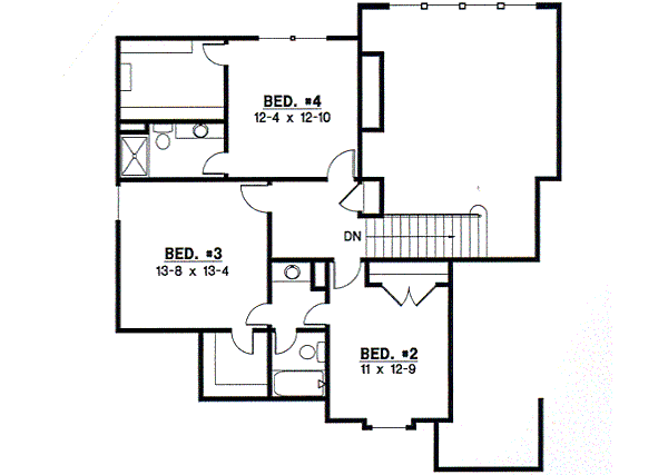 European Floor Plan - Upper Floor Plan #67-412