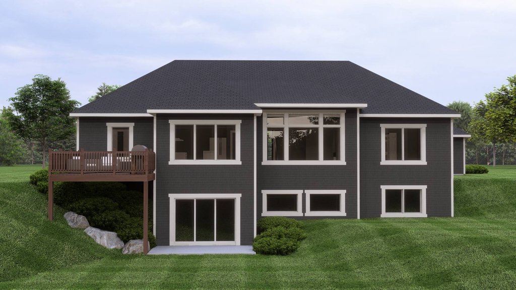 Exterior - Rear Elevation 1 for Ranch House Plan #1064-82 - 4 bed, 2.5 bath