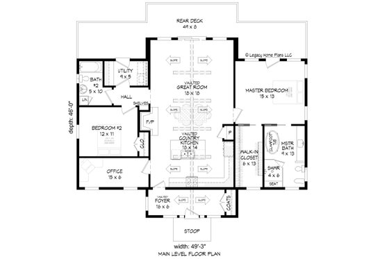 Floor Plan - Main Floor for Country House Plan #932-786 - 2 bed, 2 bath