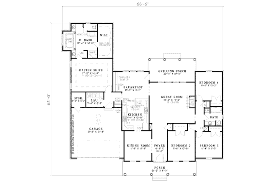 Floor Plan - Main Floor for Country House Plan #17-446 - 4 bed, 2 bath
