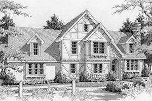 Tudor Exterior - Front Elevation Plan #112-124