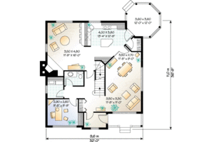 Floor Plan - Main Floor for Country House Plan #23-213 - 3 bed, 1.5 bath