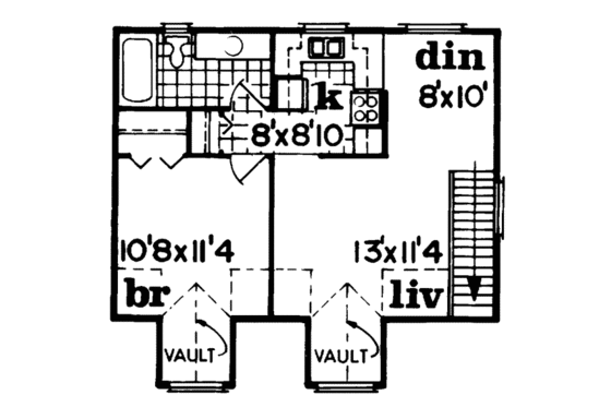 Floor Plan - Upper Floor for Country House Plan #47-511 - 1 bed, 1 bath