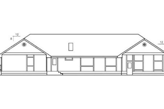 Exterior - Rear Elevation for Ranch House Plan #60-268 - 3 bed, 3 bath