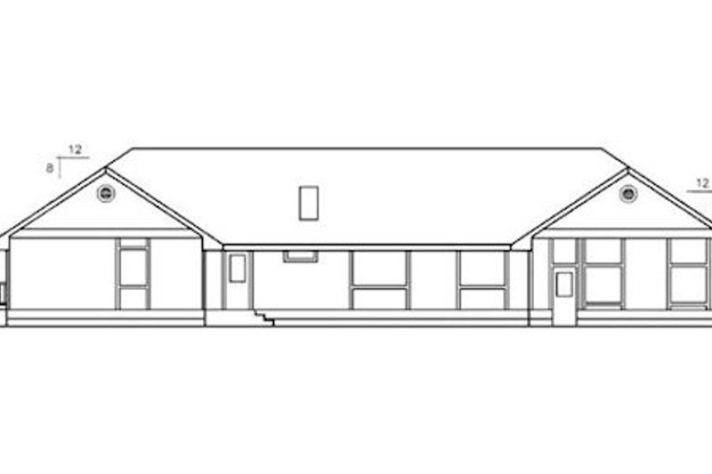 Dream House Plan - Exterior - Rear Elevation for Ranch House Plan #60-268 - 3 bed, 3 bath