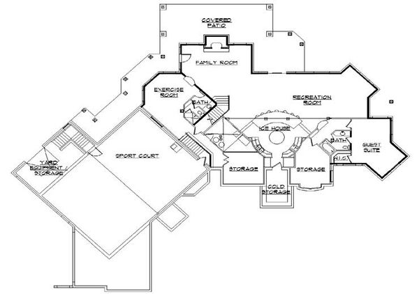 Architectural House Design - European Floor Plan - Lower Floor Plan #5-449