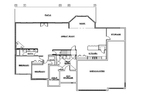 Floor Plan - Lower Floor for European House Plan #5-361 - 5 bed, 3.5 bath