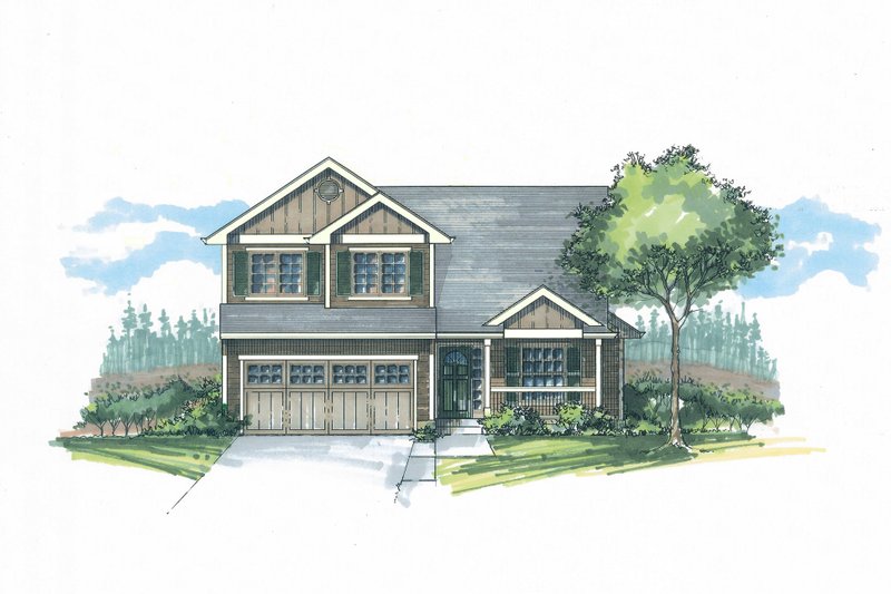 Architectural House Design - Craftsman Exterior - Front Elevation Plan #53-596