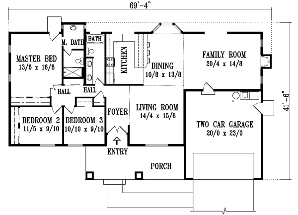 Adobe / Southwestern Floor Plan - Main Floor Plan #1-1345