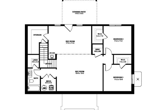 Floor Plan - Lower Floor for Farmhouse House Plan #126-238 - 2 bed, 2 bath