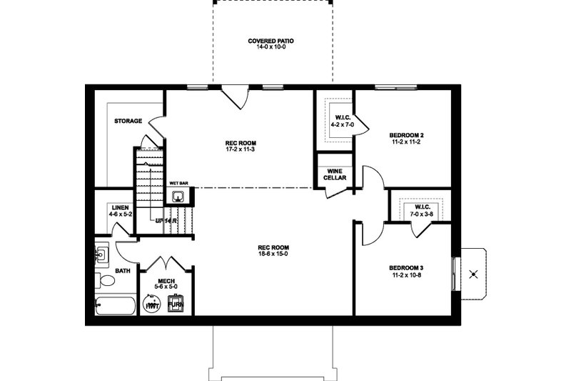 Dream House Plan - Floor Plan - Lower Floor for Farmhouse House Plan #126-238 - 2 bed, 2 bath
