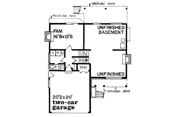 Floor Plan - Lower Floor for Traditional House Plan #47-162 - 3 bed, 2 bath