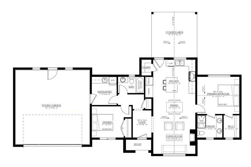 Dream House Plan - Floor Plan - Main Floor for Farmhouse House Plan #1114-8 - 2 bed, 2 bath