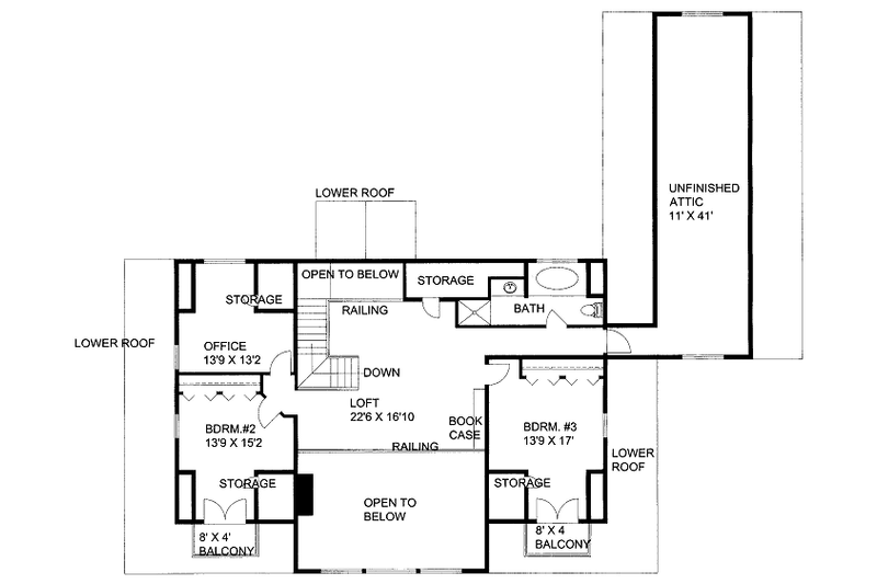 Home Plan - Floor Plan - Upper Floor for Cabin House Plan #117-787 - 3 bed, 2.5 bath