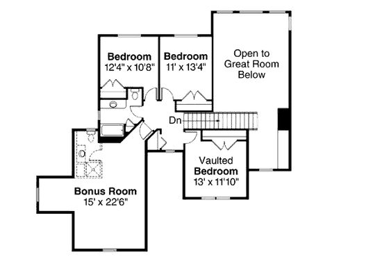 Floor Plan - Upper Floor for Craftsman House Plan #124-836 - 4 bed, 2.5 bath