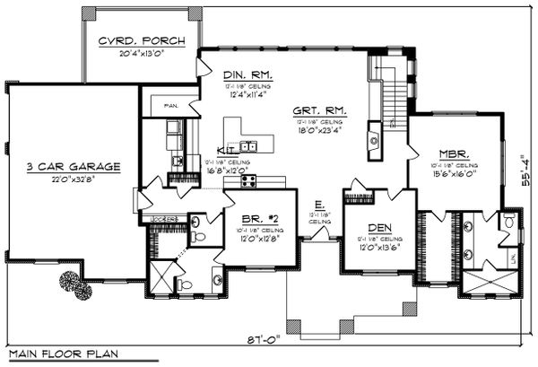 House Design - Ranch Floor Plan - Main Floor Plan #70-1422