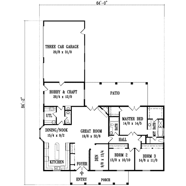 Dream House Plan - Southern Floor Plan - Main Floor Plan #1-1083