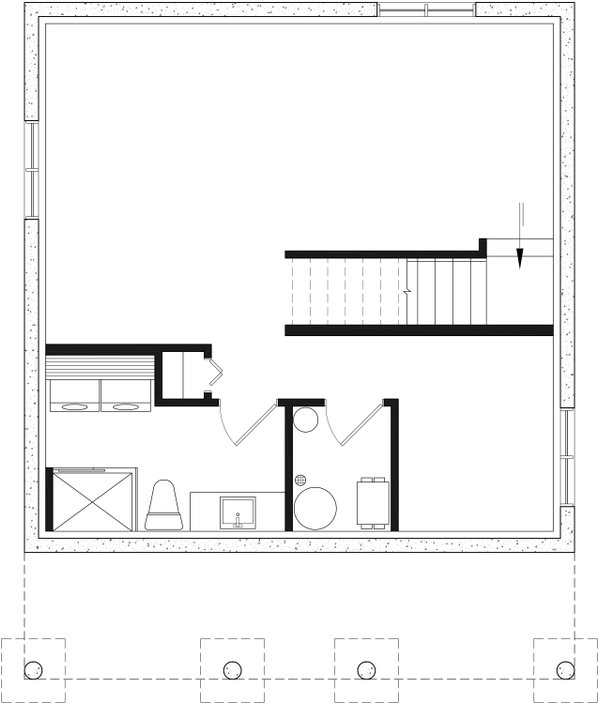 Architectural House Design - Cabin Floor Plan - Lower Floor Plan #23-2301