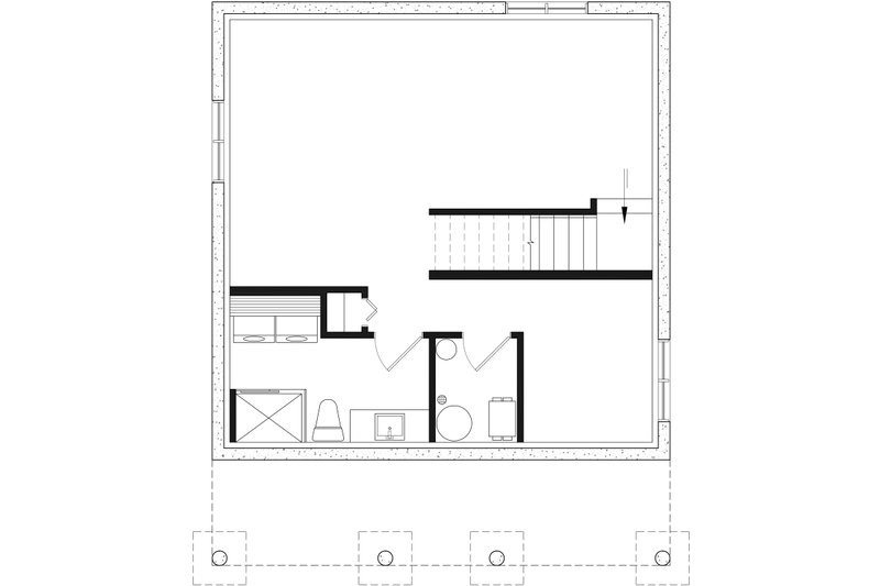 House Plan Design - Floor Plan - Lower Floor for Cabin House Plan #23-2301 - 2 bed, 1 bath