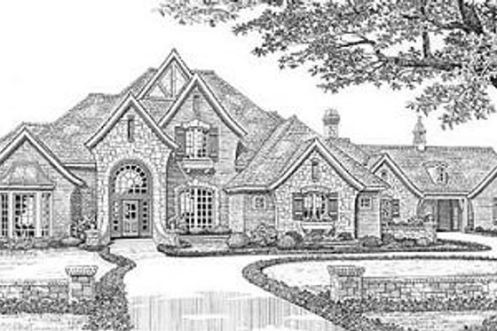 Exterior - Front Elevation 3 for European House Plan #310-628 - 4 bed, 4.5 bath